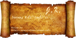 Jeney Kálmán névjegykártya